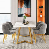 Stone Top Dining Table White Traditional Luxury Table with Sled Base Clearhalo 'Dining Tables & Seating' 'Dining Tables' 'dining_table' 'furn' 'furn_dining_table' 'Furniture' 'furniture_dining_table' 'Kitchen & Dining Furniture' 1200x1200_8e194676-b2f2-480d-896c-907446773a10