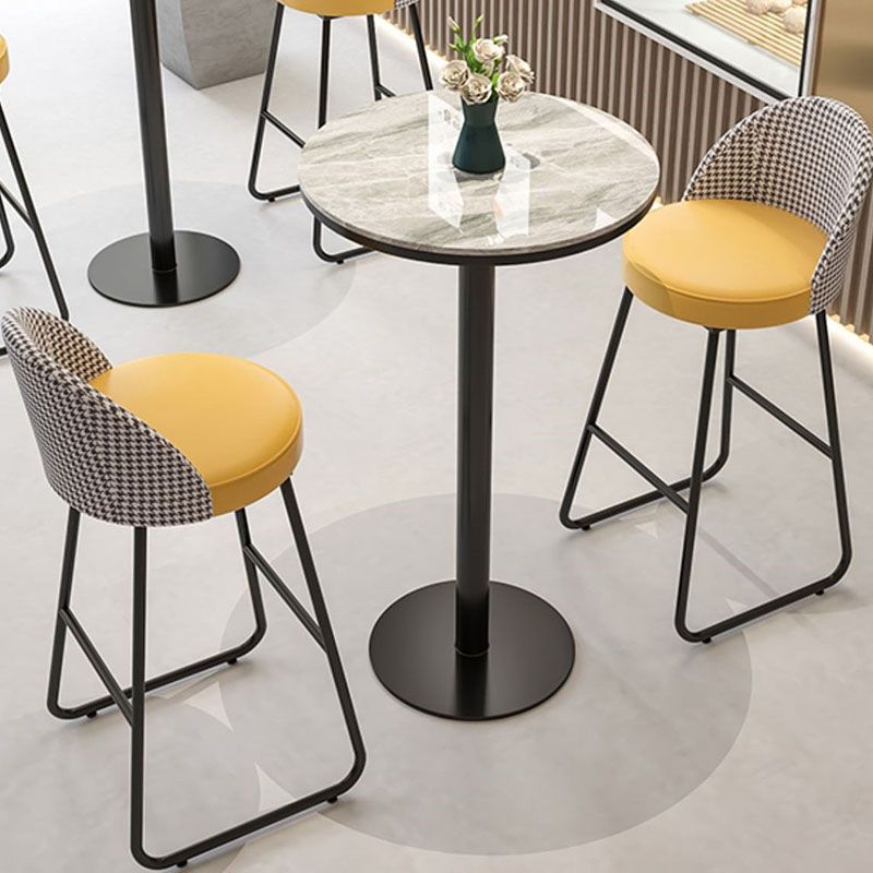 Industrial Metal Bar Table Faux Marble 23.6" Round Top Indoor Bistro Table Clearhalo 'Bar Furniture' 'Bar Tables' 'bar_tables' 'furn' 'furn_bar_tables' 'Furniture' 'furniture_bar_tables' 'Kitchen & Dining Furniture' 'kitchen&dining_furn' 'kitchen' 1200x1200_8e199801-0bf3-49c4-91a9-17f0749892f7