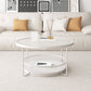 Iron 4 Legs Cocktail Table Round Glass Top Coffee Table with Shelf Clearhalo 'Coffee & Accent Tables' 'Coffee Tables' 'coffee_tables' 'furn' 'furn_coffee_tables' 'Furniture' 'Living Room Furniture' 1200x1200_8e1a0641-a704-4dbc-8366-c7c2490cf871