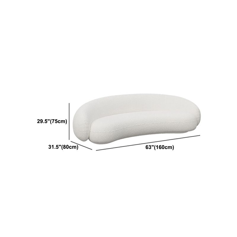 Contemporary White Curved Sofa 29.52" High Sloped Armed Sofa