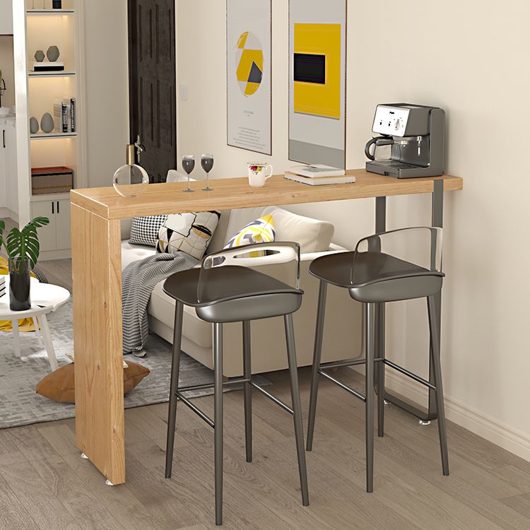 Tavolo da bar per top in legno di pino rettangolare tavolo da pub moderno con doppio piedistallo in natura