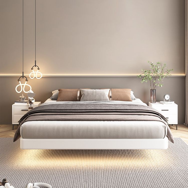 Piattaforma contemporanea legno legno e piattaforma imbottita con gambe metalliche