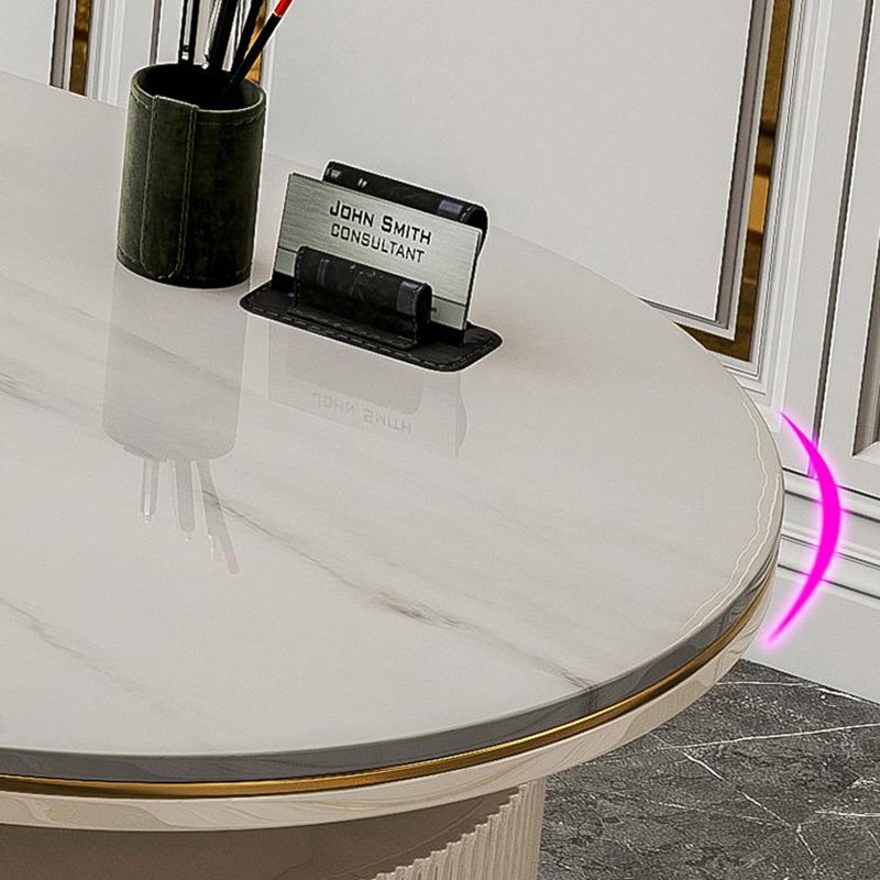 Glam Stone Office Bureau 3 tiroirs 29,53 "Bureau d'écriture de haut avec base de piédestal