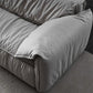 Contemporary Living Room Faux Leather Pillow Top Arm Cushions Settee