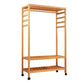 Modern Coat Rack Solid Wood Storage Shelves Clothes Hanger with Castors