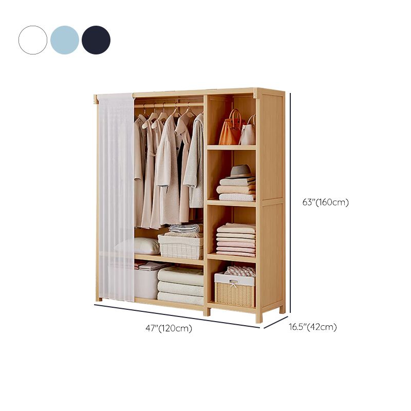 Engineered Wood Armoire Modern Natural Finish Wardrobe Closet with Garment Rod