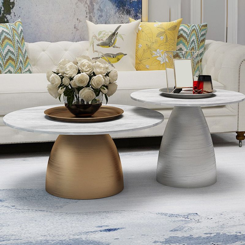 Glam Round Slate Cocktail Table Tray Top Brushed Metal Coffee Table Clearhalo 'Coffee & Accent Tables' 'Coffee Tables' 'coffee_tables' 'furn' 'furn_coffee_tables' 'Furniture' 'Living Room Furniture' 1200x1200_8e23be63-b5c2-490a-9855-ffde4850bff9