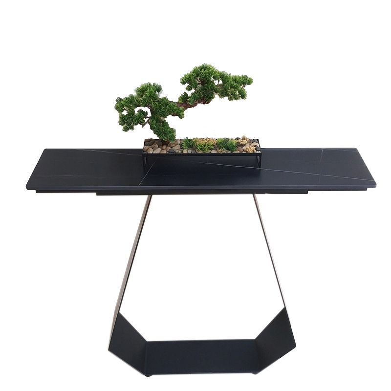 Rectangle Shape Contemporary Console Table Black Stone Console Sofa Table