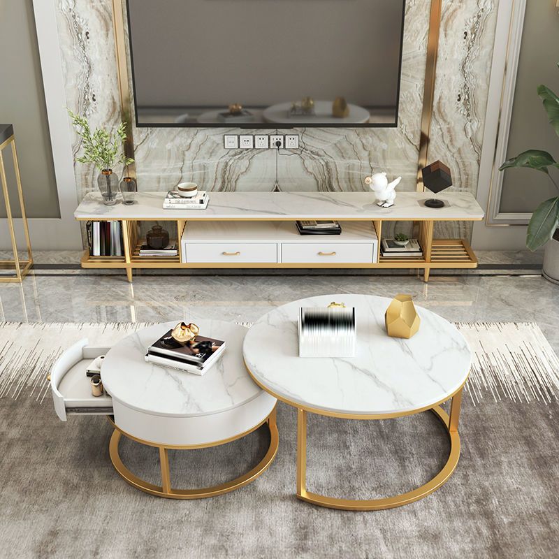 Eigentijdse tv-mediastandaard Stenen tv-console voor woonkamer