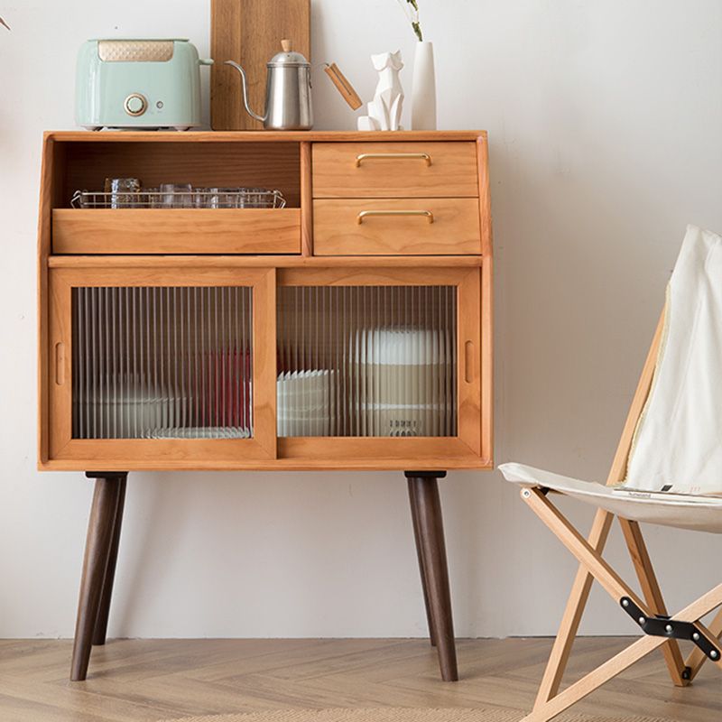 Modern Sliding Doors Sideboard 2 Drawers Sideboard Buffet Table 17" W X 39" H Clearhalo 'buffet_sideboard' 'Buffets & Sideboards' 'furn' 'furn_buffet_sideboard' 'Furniture' 'Kitchen & Dining Furniture' 1200x1200_8e28c471-e92e-45a2-910f-77479497a02f