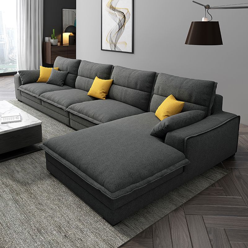Contemporary Removable Cushions Slipcovered Sofa with Reversible Chaise for Living Room Clearhalo 'furn' 'furn_sectionals' 'Furniture' 'furniture_sectionals' 'kitchen' 'kitchen_sectionals' 'Living Room Furniture' 'Sectionals' 1200x1200_8e297461-9ac9-4b71-849a-94c7be2a5663