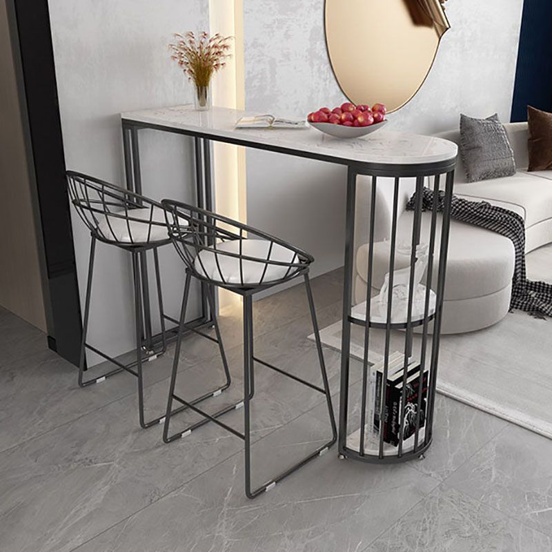 Glam Style 41.3"H Bar Table Marble White Top Specialty Bistro Table with Shelves Clearhalo 'Bar Furniture' 'Bar Tables' 'bar_tables' 'furn' 'furn_bar_tables' 'Furniture' 'furniture_bar_tables' 'Kitchen & Dining Furniture' 'kitchen&dining_furn' 'kitchen' 1200x1200_8e2b5528-92d9-4bbb-86d9-d70a5823d035