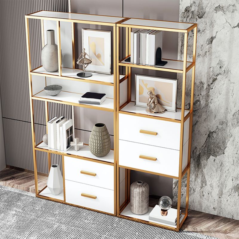 Glam Shelf Bookcase Metal Open Back Bookshelf for Study Room Clearhalo 'Bookcases' 'furn' 'furn_bookcases' 'Furniture' 'Office Furniture' 1200x1200_8e2dd1fc-9772-46aa-8fb4-fe6c042c314d