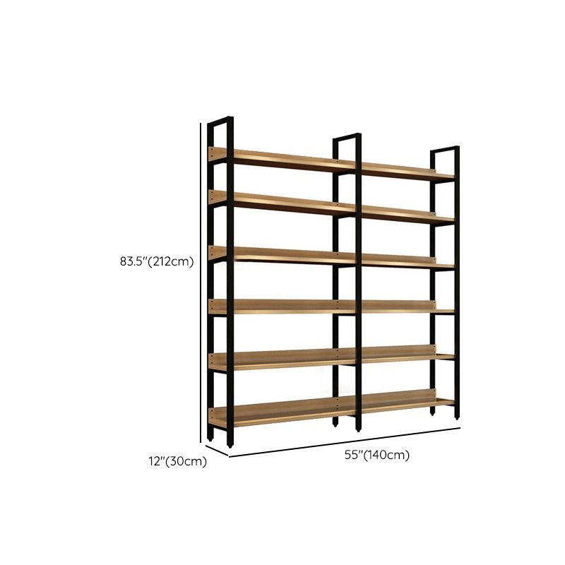 Metal and Wooden Shelf Bookcase Open Modern Brown Book Shelf for Office Clearhalo 'Bookcases' 'furn' 'furn_bookcases' 'Furniture' 'Office Furniture' 1200x1200_8e2eede4-babb-4418-872f-d38a7a32fa34
