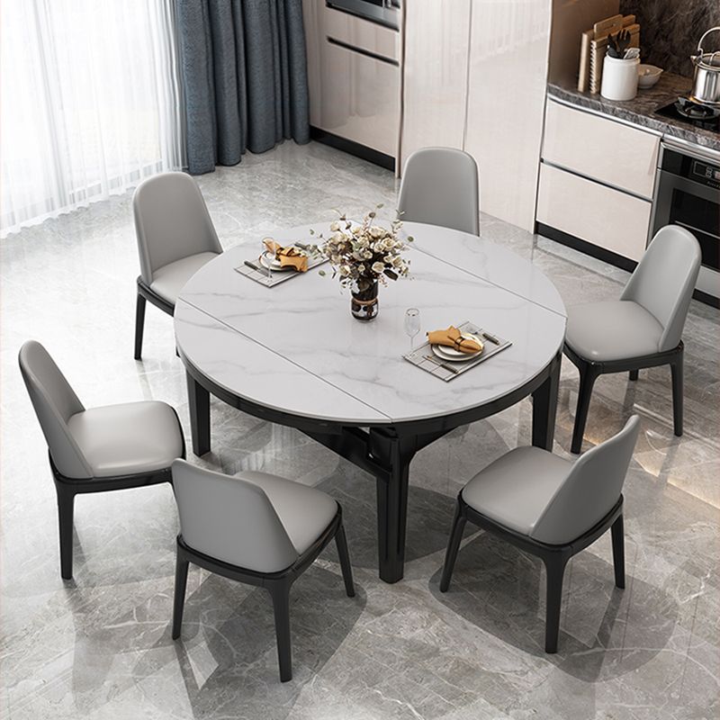 Sintered Stone Dining Table Round Dinner Table with Rubberwood Frame for Dining Room