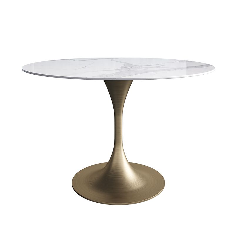 Glam Style Round Stone Top Restaurant Table Gold Base Dining Table Clearhalo 'Dining Tables & Seating' 'Dining Tables' 'dining_table' 'furn' 'furn_dining_table' 'Furniture' 'furniture_dining_table' 'Kitchen & Dining Furniture' 'kitchen' 'kitchen_dining_table' 1200x1200_8e30ef09-a094-4b28-9cc2-10d717db2000