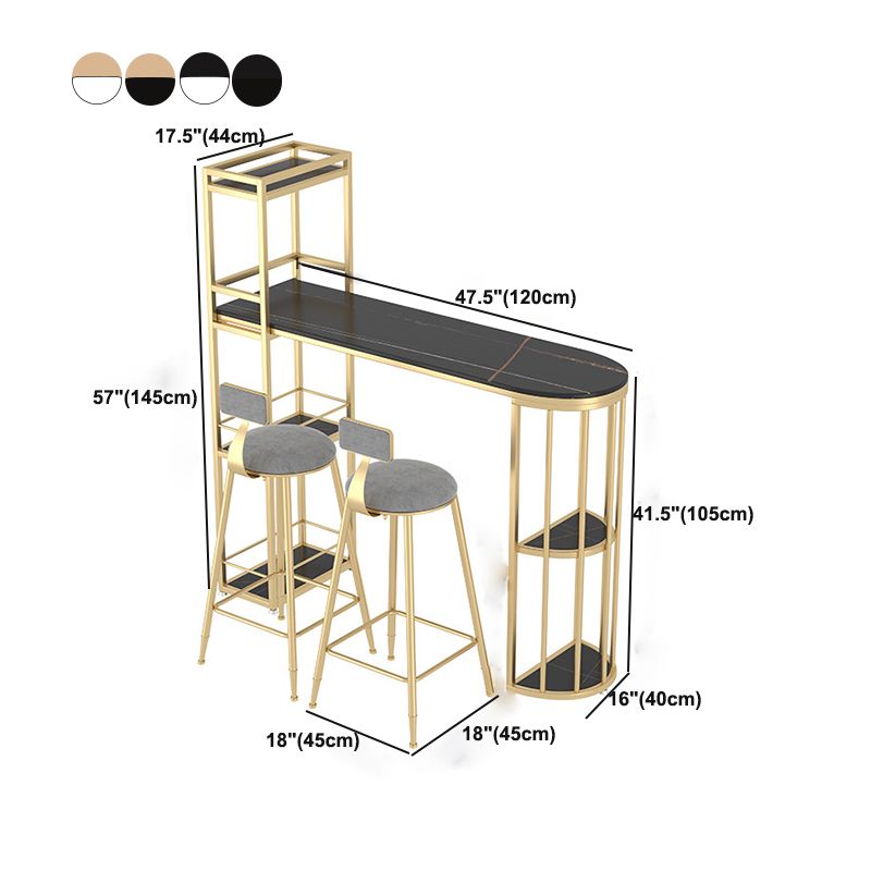 Tavolo da pranzo a barre di pietra sinterizzata moderna con ripiani
