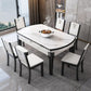 Mesa de comedor sencilla y moderna, mesa de comedor con forma rectangular y base de madera para sala de estar