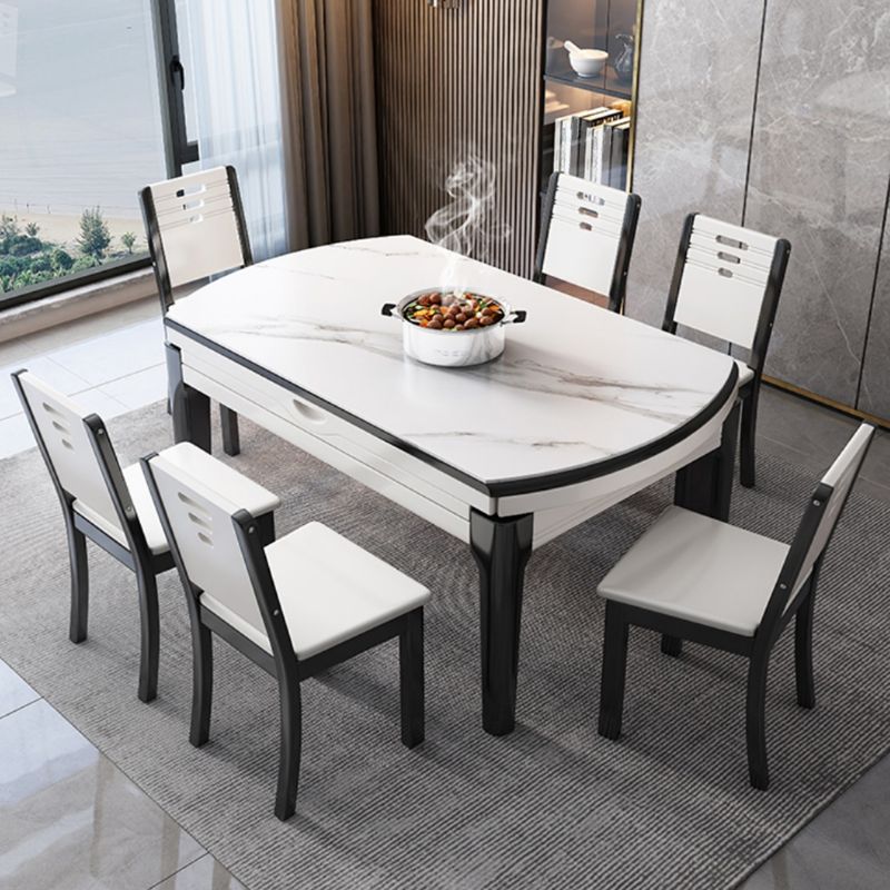 Mesa de comedor sencilla y moderna, mesa de comedor con forma rectangular y base de madera para sala de estar