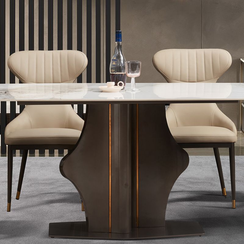 リビングルーム用のモダンなシンプルなサイドチェアフェイクレザーアームレスダイニングチェア