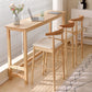 Modern Rubberwood Trestle Base Rectangle Bar Table for Kitchen Dining Room