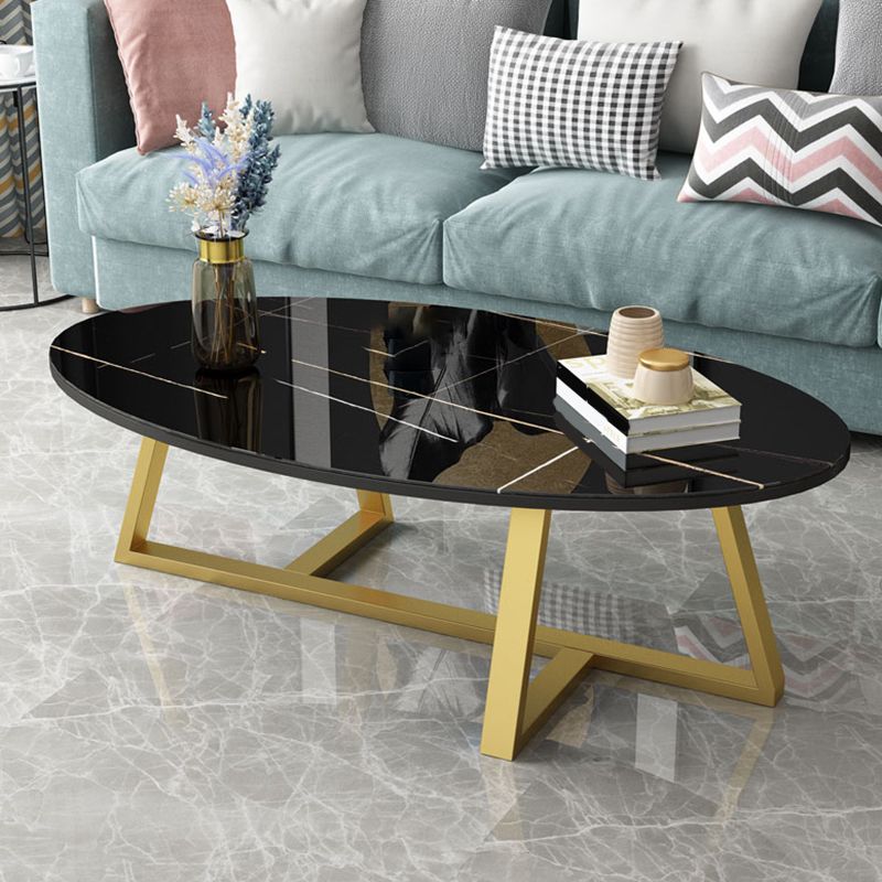 Glam Single Oval Coffee Table Cross Legs Coffee Cocktail Table Clearhalo 'Coffee & Accent Tables' 'Coffee Tables' 'coffee_tables' 'furn' 'furn_coffee_tables' 'Furniture' 'Living Room Furniture' 1200x1200_8e34bb40-cbee-4cf1-831e-61e27c756f77