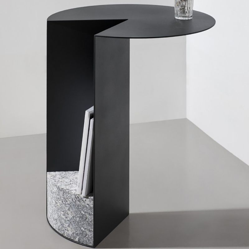 Mid-century Modern Round Side Table with Storage Pedestal End Table