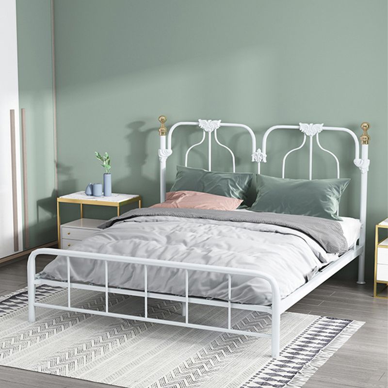 84.65 inch Wide Contemporary Bed Frame Metal Solid Color Bed with Headboard