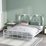 48/60/71.5 inch Wide Contemporary Bed Frame Metal Solid Color Bed with Headboard