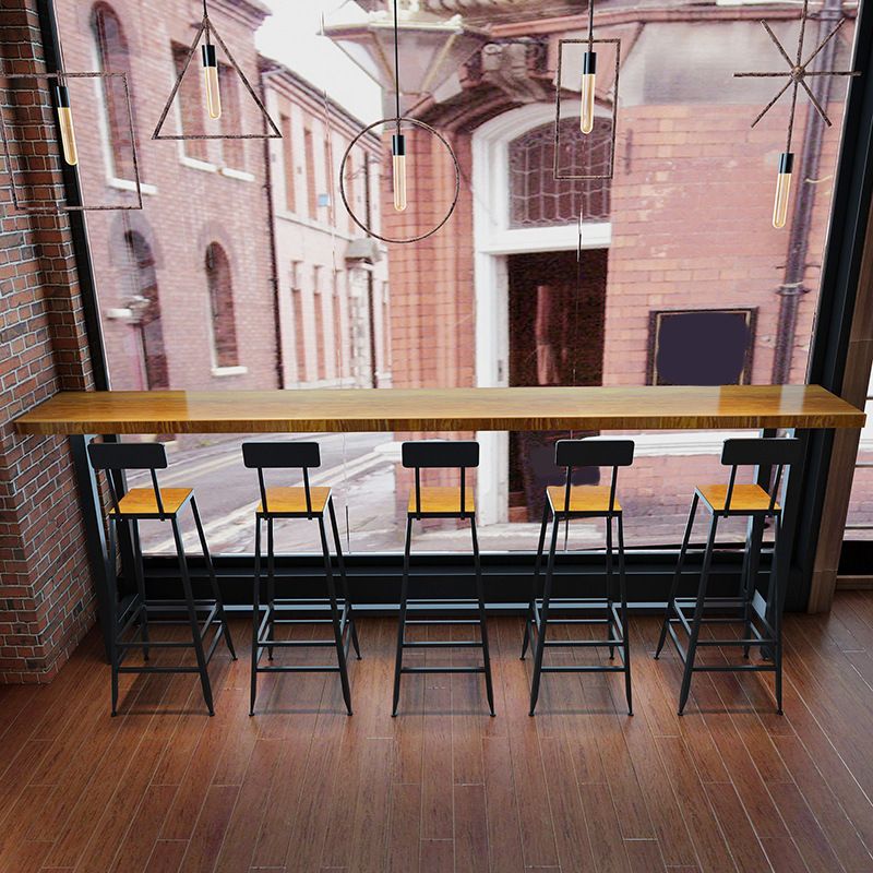 Industrial Rectangle Bar Table Set 1/6 Pieces Solid Wood Fixed Counter Table Clearhalo 'Bar Furniture' 'furn' 'furn_home_bar_bar_sets' 'Furniture' 'Home Bars & Bar Sets' 'home_bar_bar_sets' 'Kitchen & Dining Furniture' 1200x1200_8e368bee-5880-4d22-821a-3663778b063d