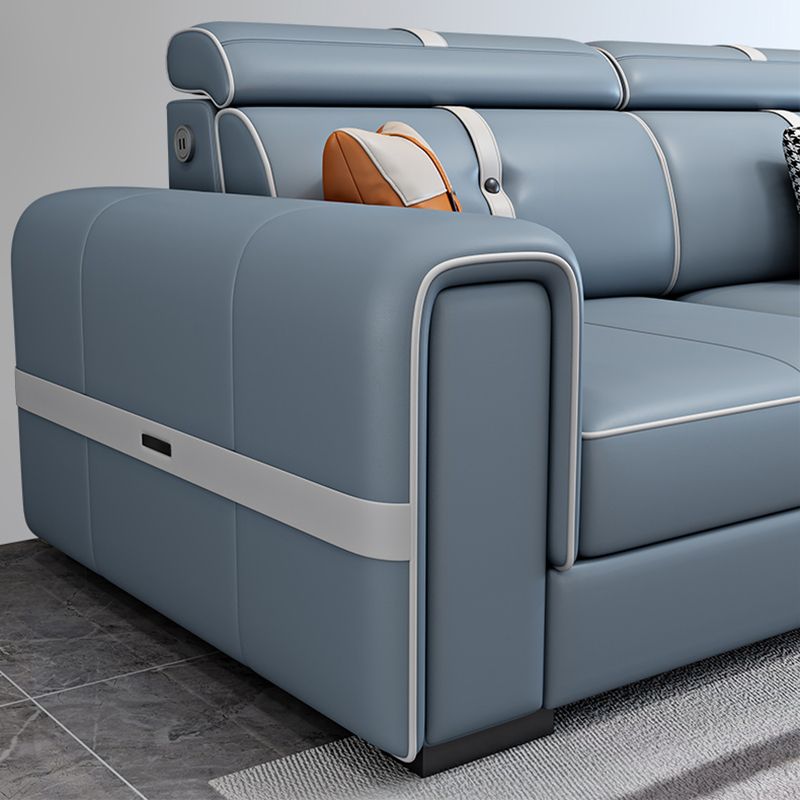 Divano scandinavo azzurro/sezionale con braccio quadrato per soggiorno