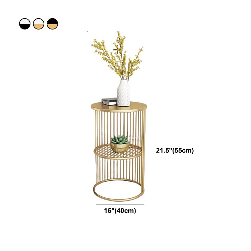 Modern Style Round Slate Table Plate Metal Frame Base Coffee Table