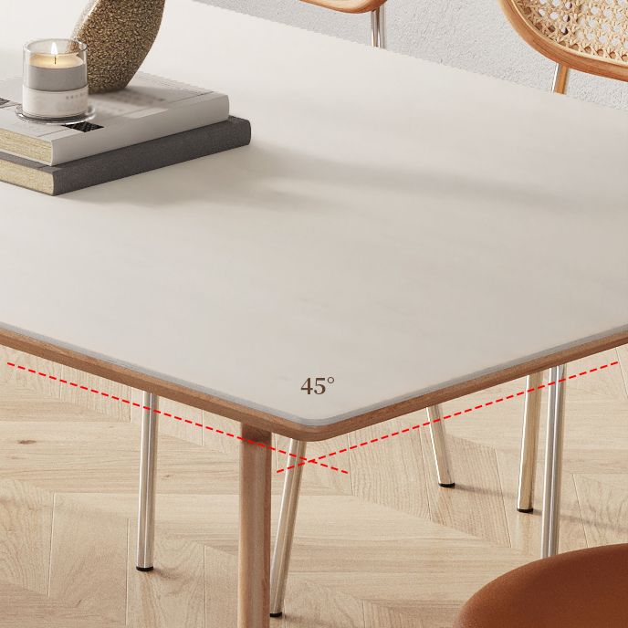 Mesa de comedor rectangular contemporánea con patas de madera maciza marrón claro