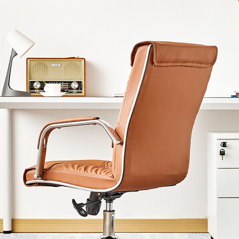 Moderner Bürostuhl aus Leder mit fester Armlehne aus Stahl für das Heimbüro