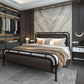Glam Open-Frame Bed Metal and Upholstered Standard Bed, 43.3" Tall Clearhalo 'Bedroom Furniture' 'Beds' 'furn' 'furn_beds' 'Furniture' 1200x1200_8e3c583e-11e9-4fa9-bb02-52514c4b9726