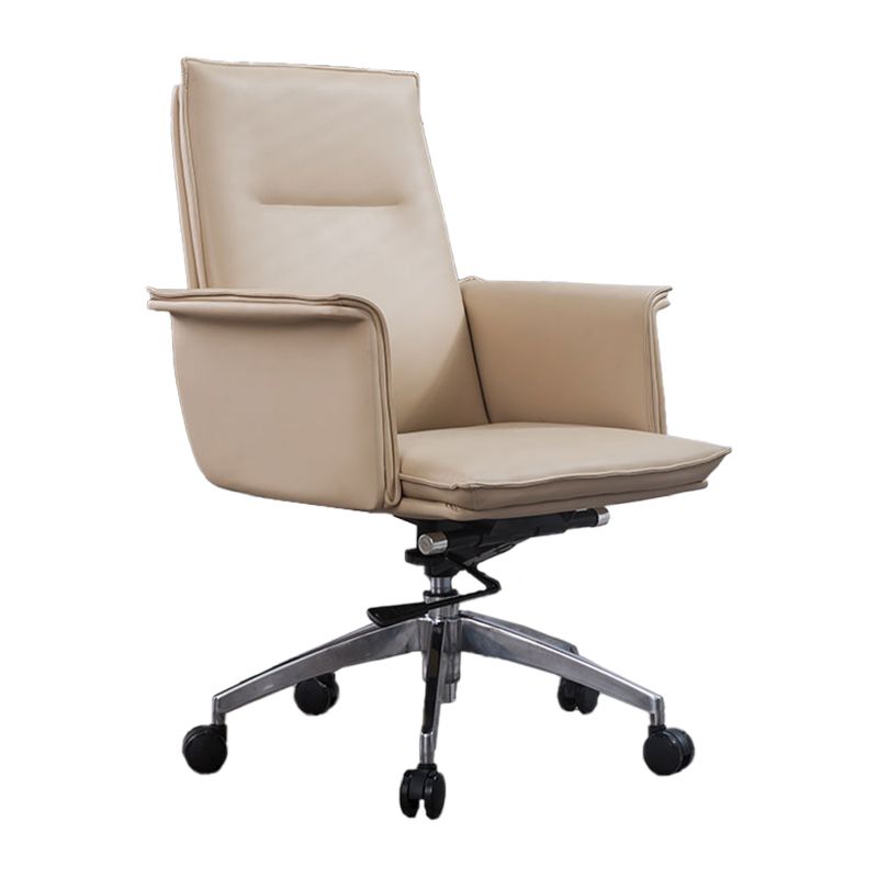 High Back Leather Swivel Office Chair with Chrome Arms Upholstered Task Chair Clearhalo 'furn' 'furn_office_chair' 'Furniture' 'Office Chairs' 'Office Furniture' 'office_chair' 1200x1200_8e3c7bbd-c12f-4e68-acf6-0b05f908c7b5