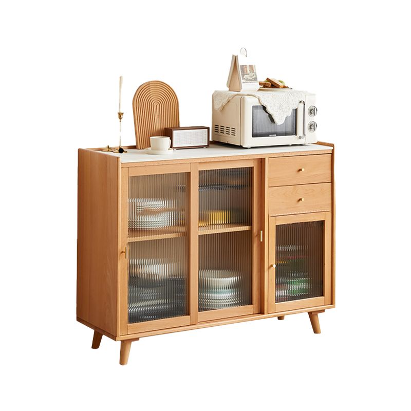 Display scandinavo Porte di faggio in vetro cabine mobile a buffet con porte per soggiorno