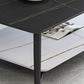 Glam 4 Legs 1 Coffee Table Slate Rectangle Cocktail Table with Shelf