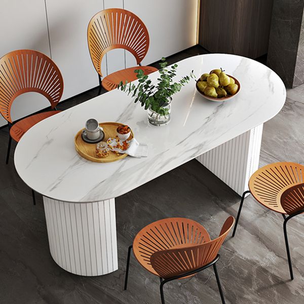 Solid Wood Contemporary Oval Dining Table Marble Top Table for Dining Room Clearhalo ' dining_table' 'Dining Tables & Seating' 'Dining Tables' 'furn' 'furn_dining_table' 'Furniture' 'furniture_dining_table' 'Kitchen & Dining Furniture' 'kitchen&dining_furn' 'kitchen' 'kitchen_dining_table' 1200x1200_8e408801-7a7a-4ba6-8fb0-3e25104866ee