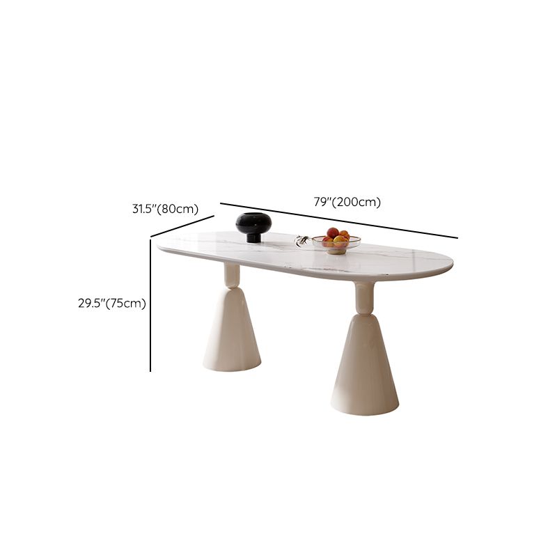 Contemporary Double Pedestal Dining Table Oval Kitchen Dinner Table Clearhalo 'Dining Tables & Seating' 'Dining Tables' 'dining_table' 'furn' 'furn_dining_table' 'Furniture' 'Kitchen & Dining Furniture' 1200x1200_8e4147c8-626d-48e1-9cc3-4cfde3ebbba6