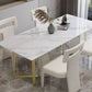 Glam Style Dinette Set 1/5 Pcs Rectangle Stone Dinette Table with Dining Chair Clearhalo 'Dining Room Sets' 'Dining Tables & Seating' 'dining_room_set' 'furn' 'furn_dining_room_set' 'Furniture' 'Kitchen & Dining Furniture' 1200x1200_8e4169b7-59ae-43a9-b8df-55adcd1aafb7