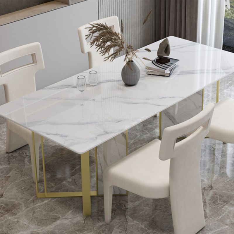 Glam Style Dinette Set 1/5 Pcs Rectangle Stone Dinette Table with Dining Chair Clearhalo 'Dining Room Sets' 'Dining Tables & Seating' 'dining_room_set' 'furn' 'furn_dining_room_set' 'Furniture' 'Kitchen & Dining Furniture' 1200x1200_8e4169b7-59ae-43a9-b8df-55adcd1aafb7