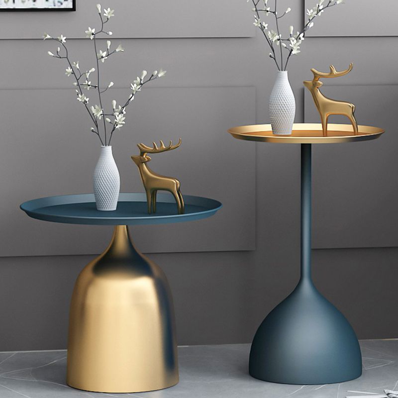 Modernistic Pedestal End Table Round End Table with Slate Top