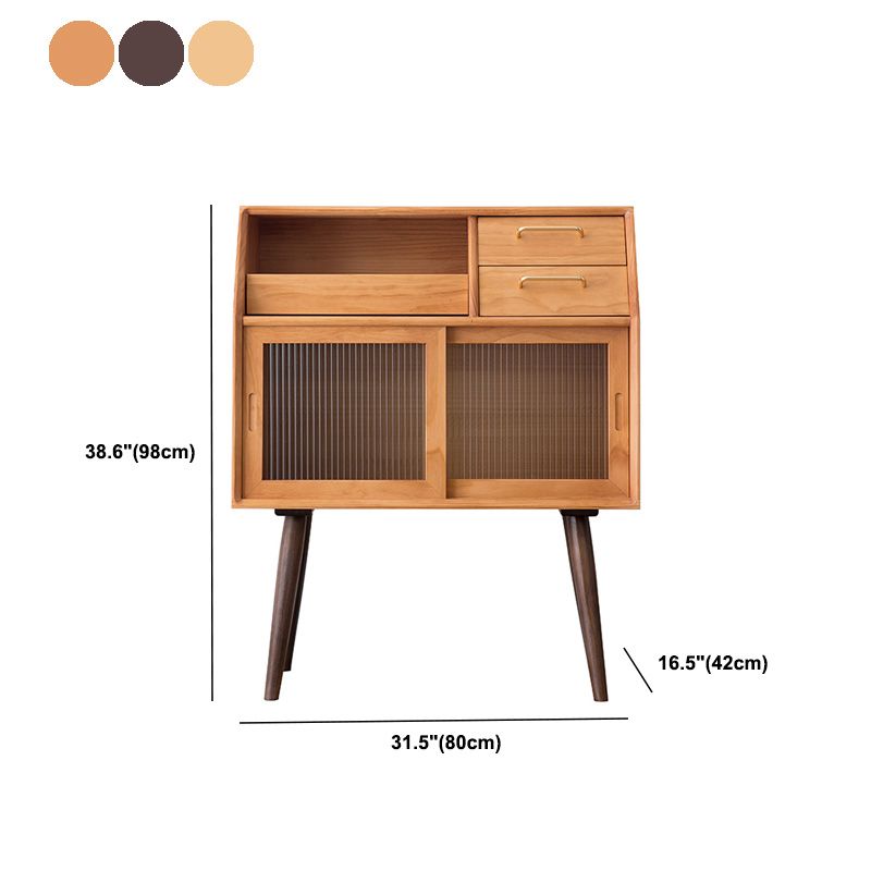 16.5 "w√ó38.6" hサイドボードアンティーク仕上げガラスドア付き木製ダイニングサーバー