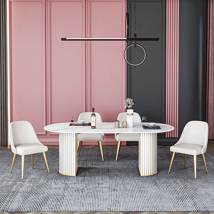 Contemporary Oval Dining Table Sintered Stone Dining Table with Double Pedestal for Dining Room Clearhalo ' dining_table' 'Dining Tables & Seating' 'Dining Tables' 'furn' 'furn_dining_table' 'Furniture' 'furniture_dining_table' 'Kitchen & Dining Furniture' 'kitchen&dining_furn' 'kitchen' 'kitchen_dining_table' 1200x1200_8e443178-b2e3-4ecb-8843-fd81ae00d604