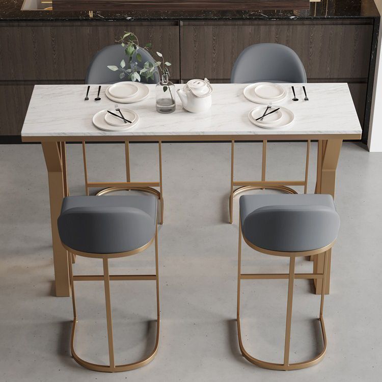 Ensemble de Table de Bar Glam, 1/5 pièces, Table de comptoir rectangulaire en pierre avec tabourets hauts pour cuisine