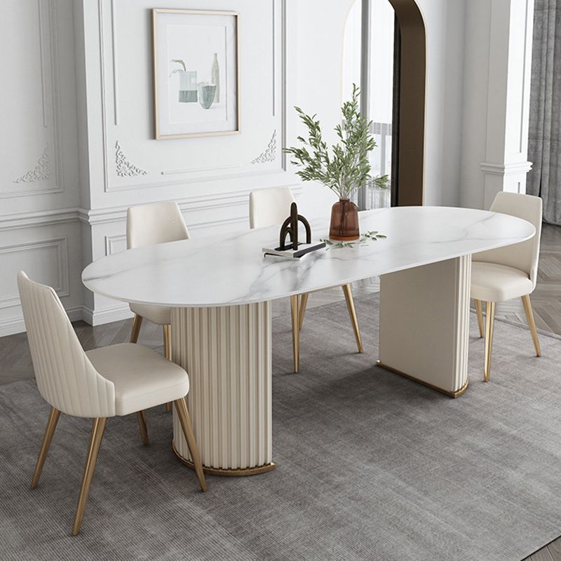 Glam Style Oval Sintered Stone Dining Set 1/4/5/7 Pieces Dining Set for Dining Areas Clearhalo 'Dining Room Sets' 'Dining Tables & Seating' 'dining_room_set' 'furn' 'furn_dining_room_set' 'Furniture' 'furniture_dining_room_set' 'Kitchen & Dining Furniture' 1200x1200_8e47ced1-b43f-4fde-83f6-ad8bde8fdd65