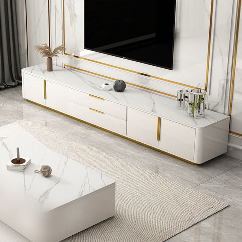 Console multimediale per TV Glam da 16" W, contenitore chiuso, console multimediale per TV con cassetti