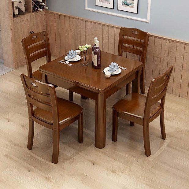 Square Industrial Dining Table Wood Color Fixed Table with Solid Rubberwood Clearhalo ' dining_table' 'Dining Tables & Seating' 'Dining Tables' 'furn' 'furn_dining_table' 'Furniture' 'furniture_dining_table' 'Kitchen & Dining Furniture' 'kitchen&dining_furn' 'kitchen' 'kitchen_dining_table' 1200x1200_8e48f894-f847-439c-98b8-e10452274b11