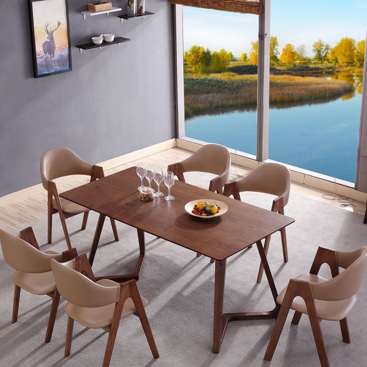 Contemporary Ash Wood Dining Table Double Pedestal Solid Wood Base Rectangle Table for Home Clearhalo ' dining_table' 'Dining Tables & Seating' 'Dining Tables' 'furn' 'furn_dining_table' 'Furniture' 'furniture_dining_table' 'Kitchen & Dining Furniture' 'kitchen&dining_furn' 'kitchen' 'kitchen_dining_table' 1200x1200_8e4a1918-3f89-4584-a7d3-c78acf17d946
